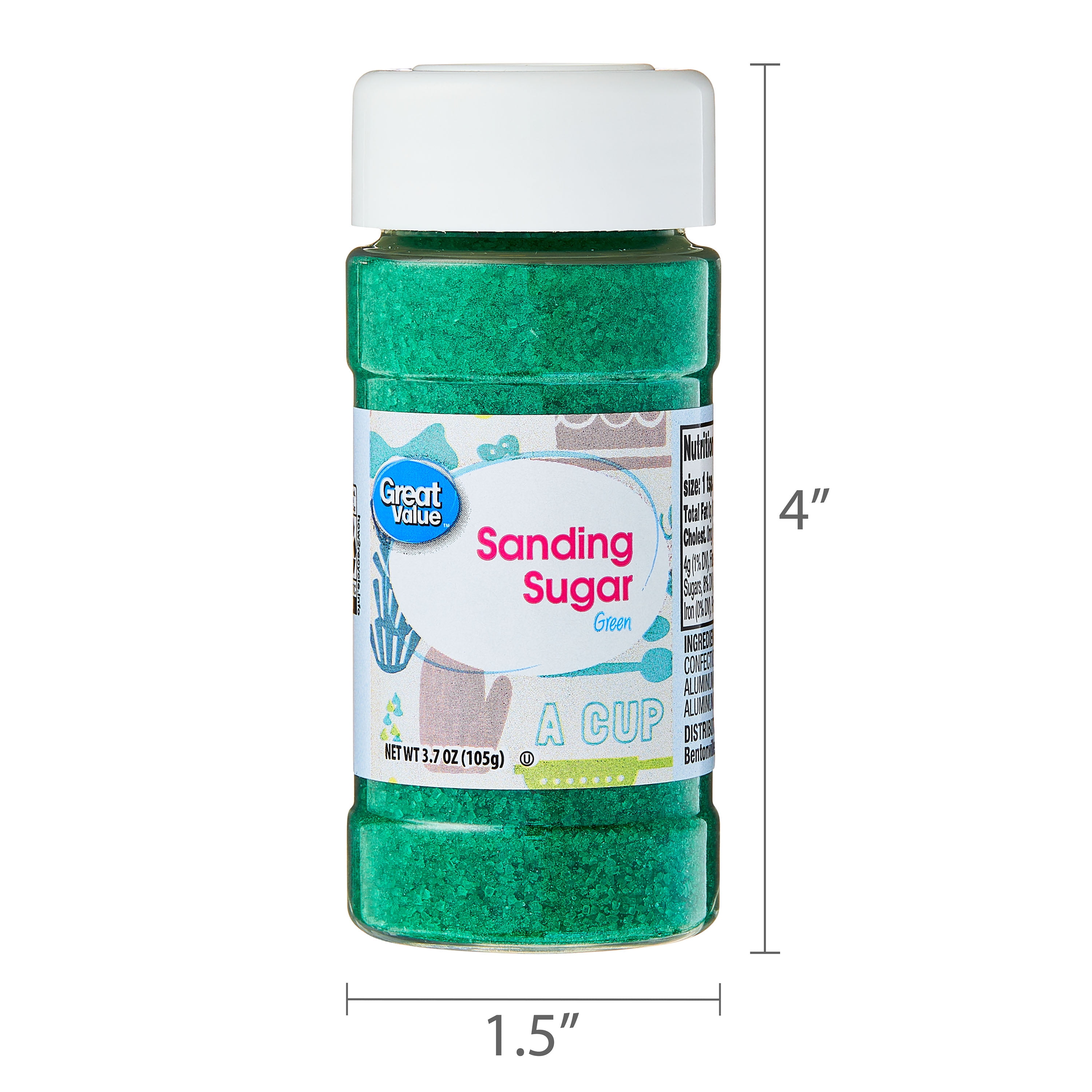 (6 pack) Great Value Dark Green Sanding Sugar, 3.5 oz