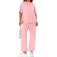 thumbnail image 2 of Women 2 Piece Outfits 3/4 Batwing Sleeve Pullover Tops and Wide Leg Pants Casual Lounge Set, 2 of 6