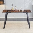 thumbnail image 3 of Modern Minimalist Tea Brown Glass Dining Table, Tempered Glass Top, Black Metal Legs, Kitchen/Dining/Living Room, 51"*31.5"*29.5", 3 of 17