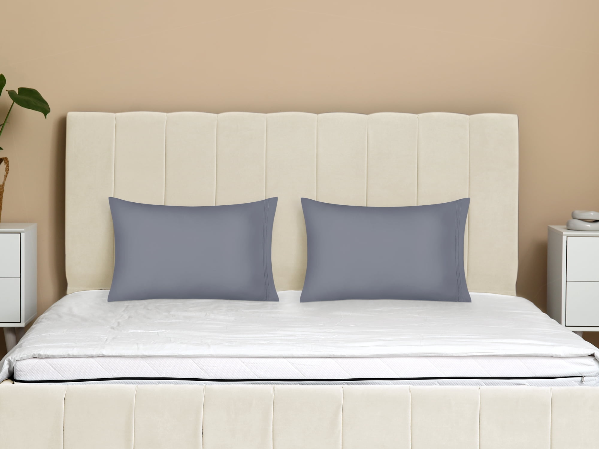 Unique Bargains 2 Pack Polyester Pillow Cases Pillow Covers Standard Dark Gray