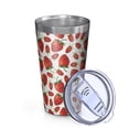 thumbnail image 2 of 16oz Tumblers Red Strawberry Plants Fruit White Pattern Stainless Steel Vacuum Insulated Double Wall Travel Tumbler Cups Mug with Lid and Straw,Cleaning Brush for Coffee,Tea, 2 of 4