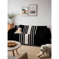 thumbnail image 6 of Black Beige Striped Couch Cover for 2 Cushion Sofa, Modern Farmhouse Retro Lines Washable Loveseat Sofa Covers Slipcover for Sectional Sofas L-Shaped, Couch Throw Cover 71"x118", 6 of 9