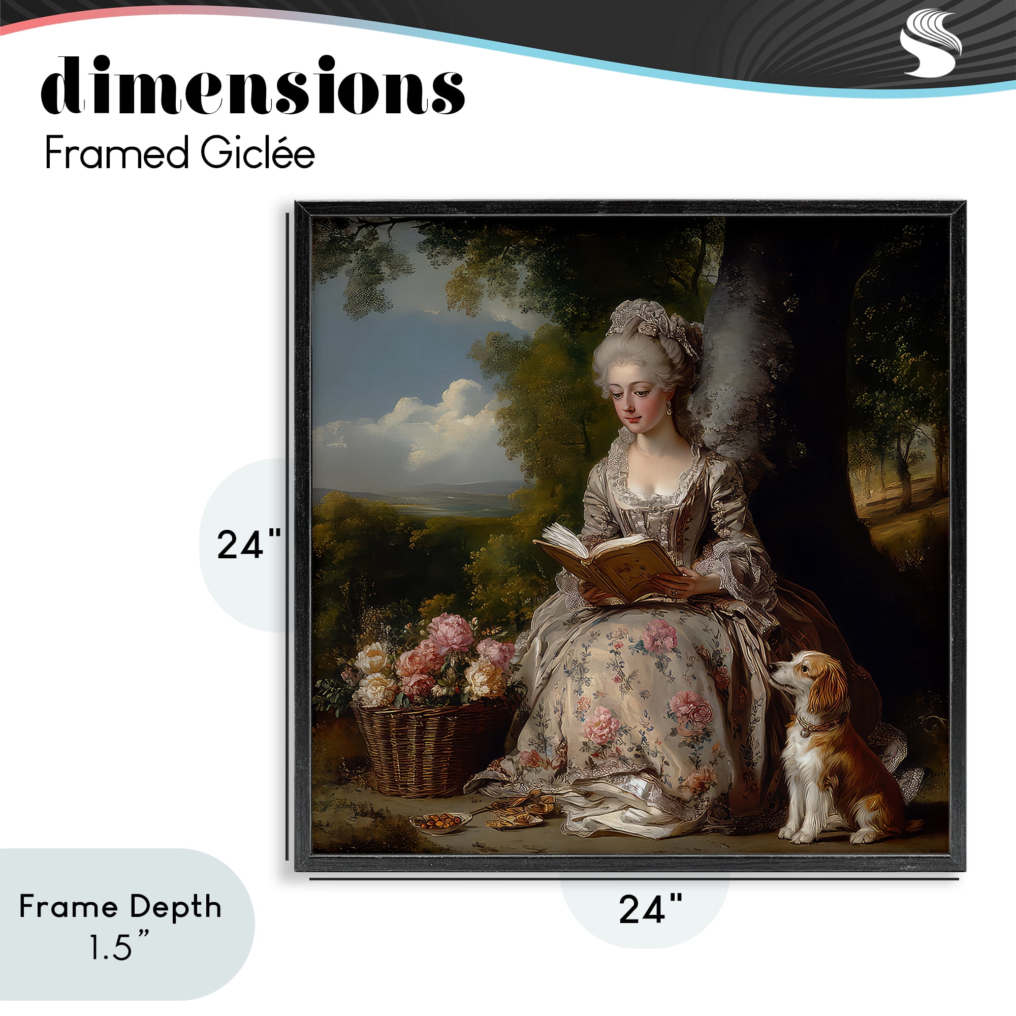 Stupell Industries Rococo Lady with Dog Black Framed Giclee Art, design by The Wands Want