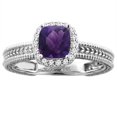 thumbnail image 1 of 14K Yellow Gold Diamond Natural Amethyst Engagement Ring Cushion 7x7 mm, size 7.5, 1 of 3