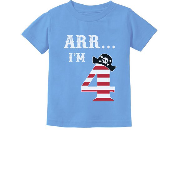 Tstars Boys Unisex 4th Birthday Gift Birthday Gift for 4 Year Old Arr I'm 4 Pirate Birthday Shirts for Boy Graphic Tee Birthday Gift Birthday Party B Day Toddler Infant Kids T Shirt