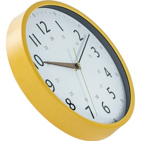 PAMINGONO Modern Wall Clock 1Set Silent Non-Ticking for Living Room 30x30x4.5cm White Wood Glass Plastic