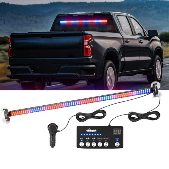 Nilight 144LED Traffic Advisor Strobe Light Bar with Red Blue Emergency Warning Lights Hazard Interior Front/Rear Windshield Flashing