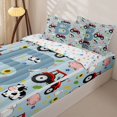 thumbnail image 3 of Catabedysis Red Tractor Letter Print Zipper Twin Comforter Sets with Fitted Sheet and 2 Pillowcases For Boys,Cute Farm Animal Monogrammed B Zipper Bedding Set,Colorful Stars Reversible,4 Pieces, 3 of 7