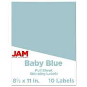 JAM Paper & Envelope Full Page Labels, 8.5 x 11, Baby Blue, 10/Pack