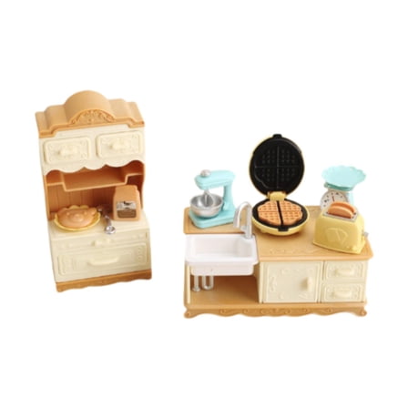 Almencla Miniature Kitchen Cabinet Set Dollhouse Kitchen Accessories Creativity Pretend Play Kitchen Accessory for Kids Children Gifts
