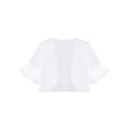 thumbnail image 4 of Zaldita Women Short Sleeve Shrug Cropped Bolero Open Front Cardigan Sheer Shawl White M, 4 of 7