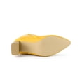 thumbnail image 5 of BLISSFUL STEP Women's Side Zip Pointed Toe Block Ankle Boots Yellow 7, 5 of 7