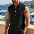 thumbnail image 3 of Rvwovn Men's Sleeveless Turn-Down Collar Button Down Shirt - Lightweight Relaxed Fit Casual Summer Vest Top, 3 of 7
