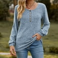 thumbnail image 2 of Besolor Women's Solid Color Knitted Tops Crewneck Button Long Sleeve Shirts Casual Pullover Sweaters Blouse, 2 of 4