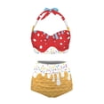thumbnail image 3 of Yuyamidu Summer Women 2 Pieces Bathing Suit Print Swimsuit Set Ice Cream High Waisted Bikinis Girls Gym Sports High Cut Swimsuits Halter Push Up Tankini Set Size M, 3 of 6