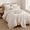 Beige-Twin, variant on Cream King Size Ruffled Pleated Boho Duvet Cover Set, Washed Microfiber Bedding