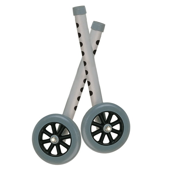 Drive Medical Walker Wheels with Two Sets of Rear Glides, for Use with