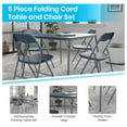5 Piece Navy Folding Game Room Card Table and Chair Set