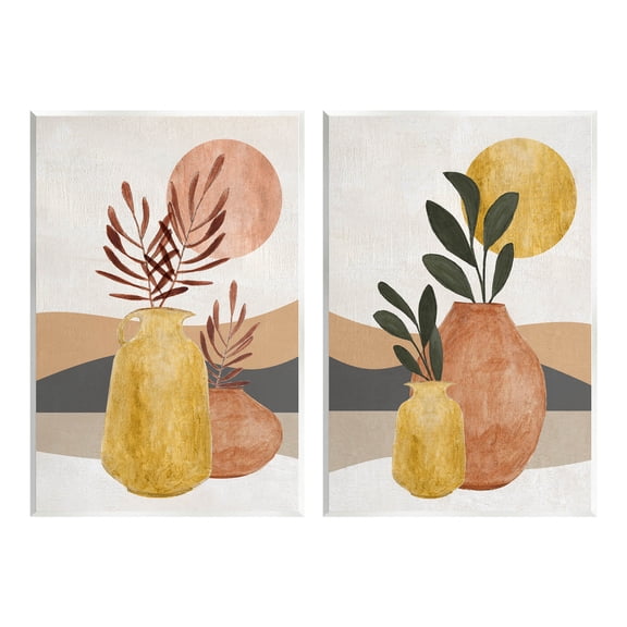Boho Botanical Sprigs Landscape Botanical & Floral Graphic Art Unframed Art Print Wall Art, Set of 2
