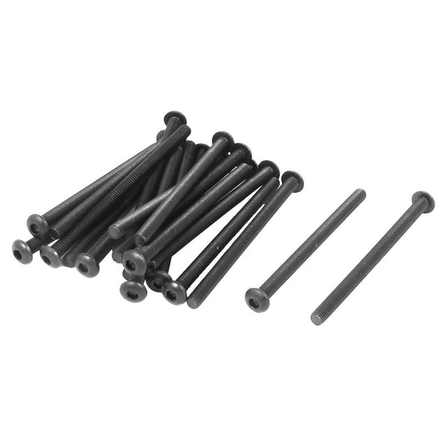 Tornillos de cabeza de botón hexagonal de acero aleado M3 x 45 mm, negros, 20 piezas