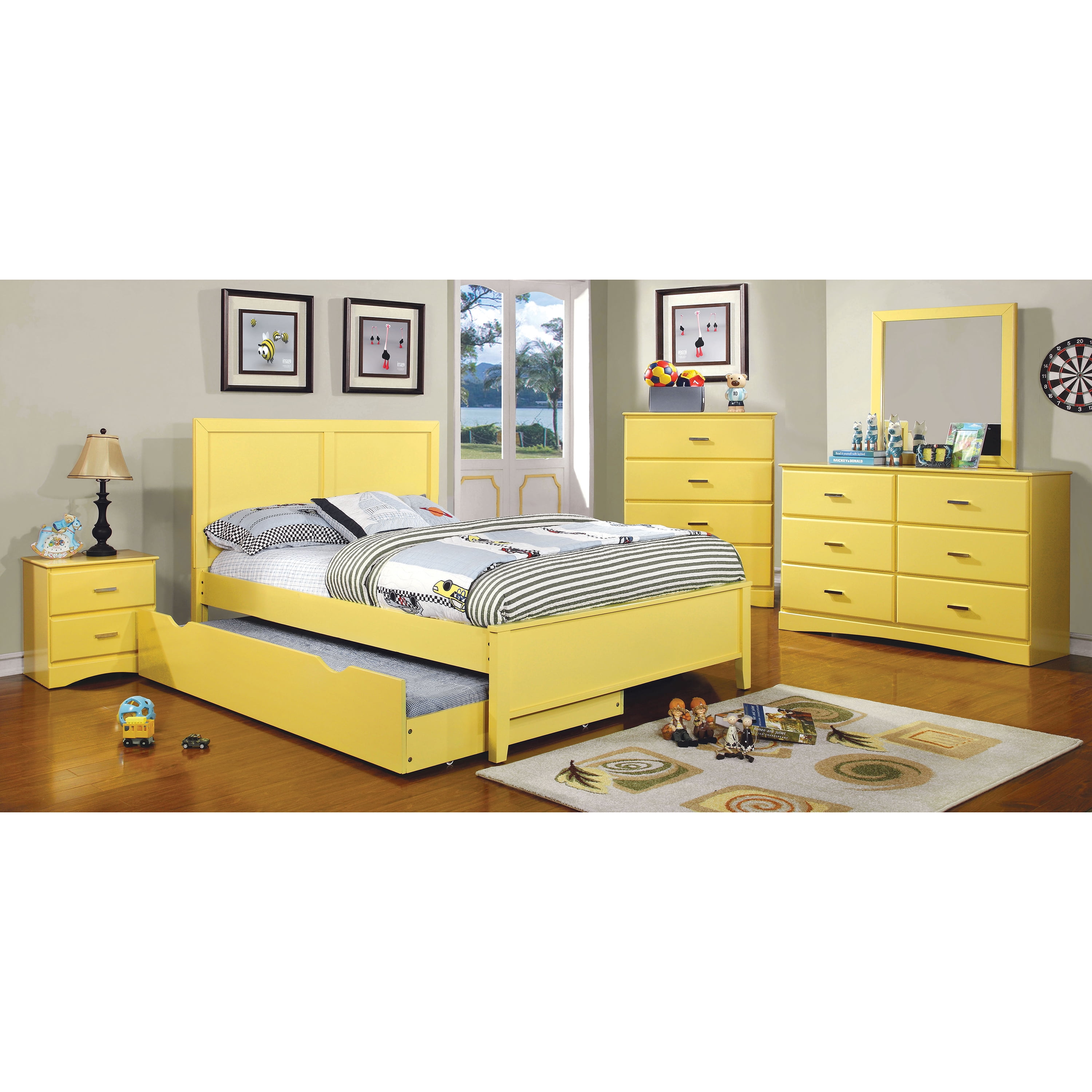 Furniture of America Belina Cottage Wood Headboard, Full/Queen, Yellow