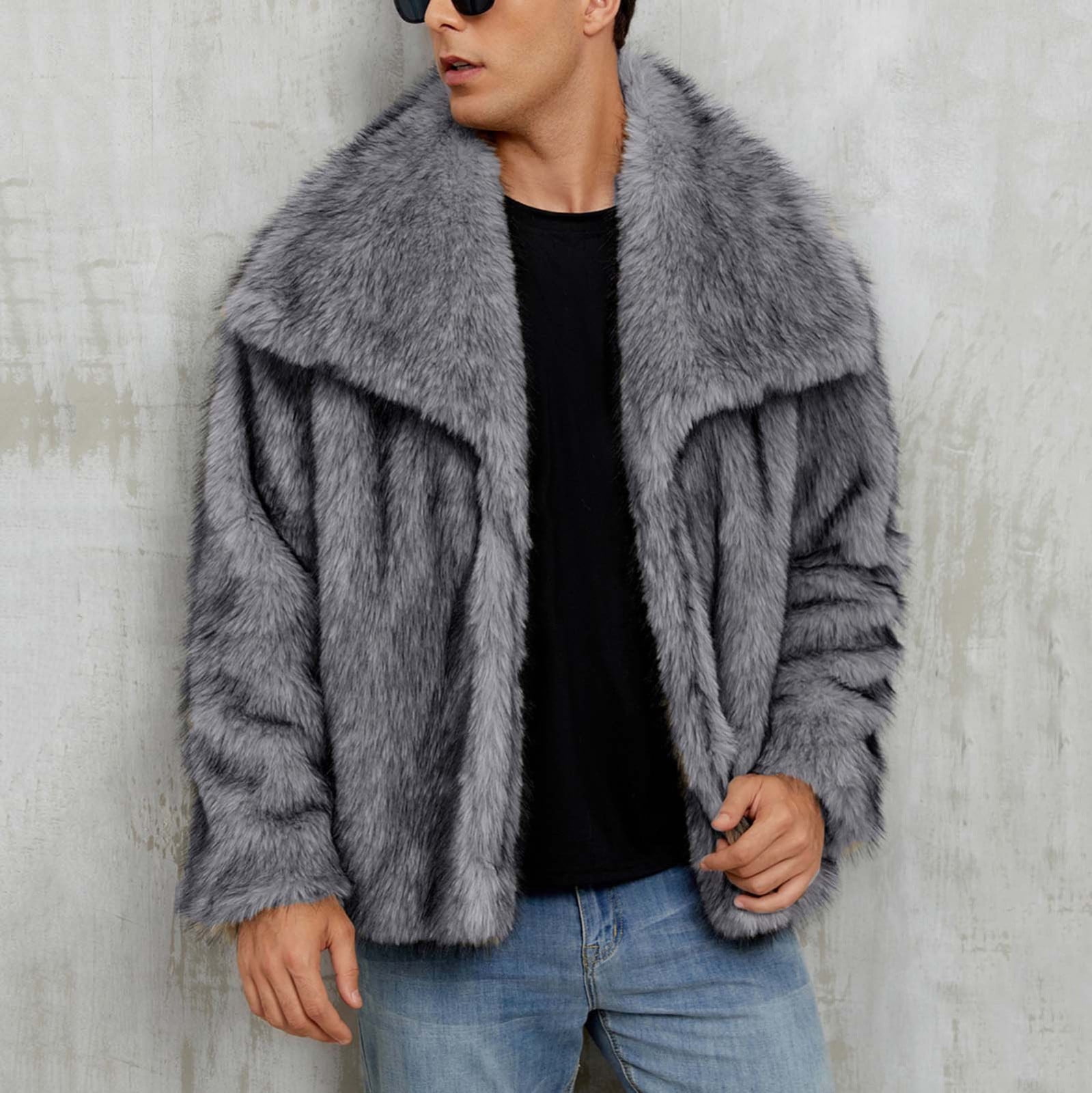 Miluxas Faux Fur Coat Winter Jackets for Men Mens Winter Coats