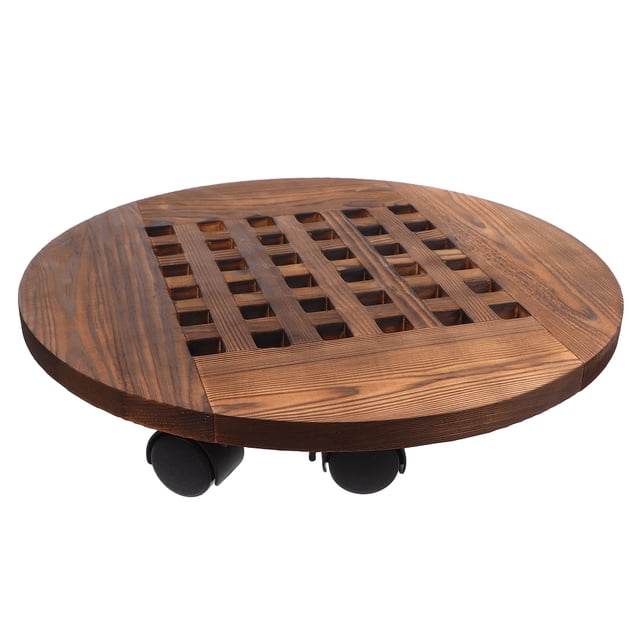 Miangastore Support pour Plantes avec Roues, Chariot Roulant pour Plantes en Bois, Pots de Fleurs, Base de Jardinière Ronde, Rouleau pour Plantes, Support de Jardinière Mobile