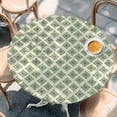 thumbnail image 3 of Modern Geometric Round Fitted Table Cover Abstract Geometric Retro Green Geometric Texture Waterproof Table Cloth with Elastic Edge Wipeable Tablecloth for Picnic Camping Party Fits 45"-54" Diameter, 3 of 8