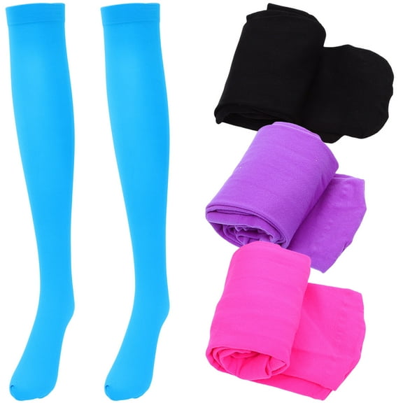 Moluckfu Over The Knee Socks Stockings Purple Velour 4 Pairs Long Tube