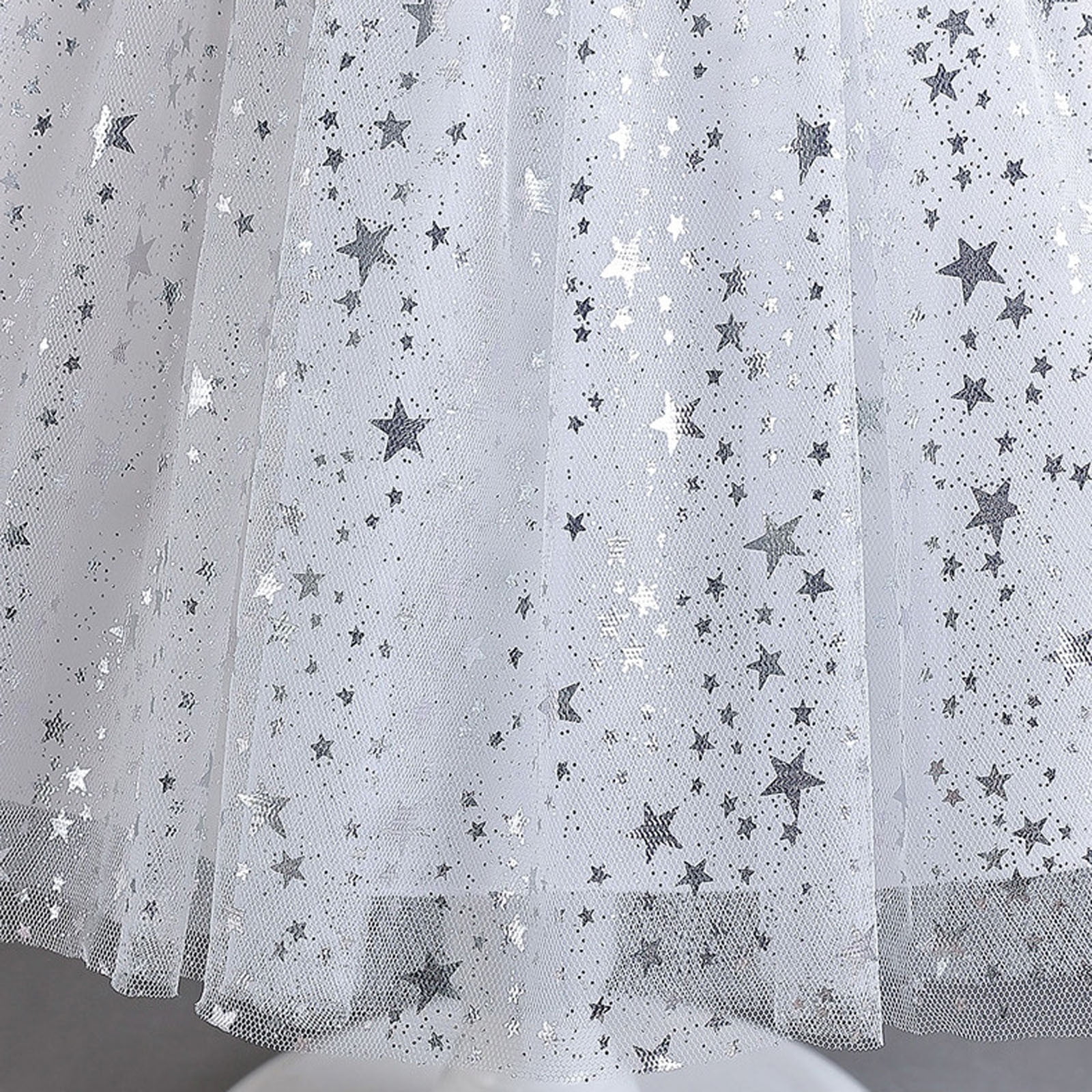 Girls Sequins Tutu-Dresses Layered-Tulle Size 4-12 Toddlers Kids Cute Short Puffed Sleeve Crewneck A-Line Birthday Evening Party Dress