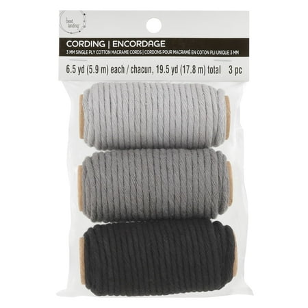 UPC: 0195158477818 | 3mm Black Cotton Macramé Cords by Bead Landing™
