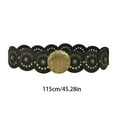 thumbnail image 2 of Carved Buckle Round Disc Belt for Women Punk Waist Belt 2000s Bohemian PU Leather Belt for Girl Cool Western Waistband, 2 of 9