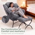 thumbnail image 5 of OMNIBERG Lazy Chair with Folding Ottoman Set of 2, Oversized Comfy Lounge Chair with Armrests and Side Pocket for Reading, Relaxing, and Napping, Perfect for Living Room, Bedroom or Office, Gray, 5 of 10