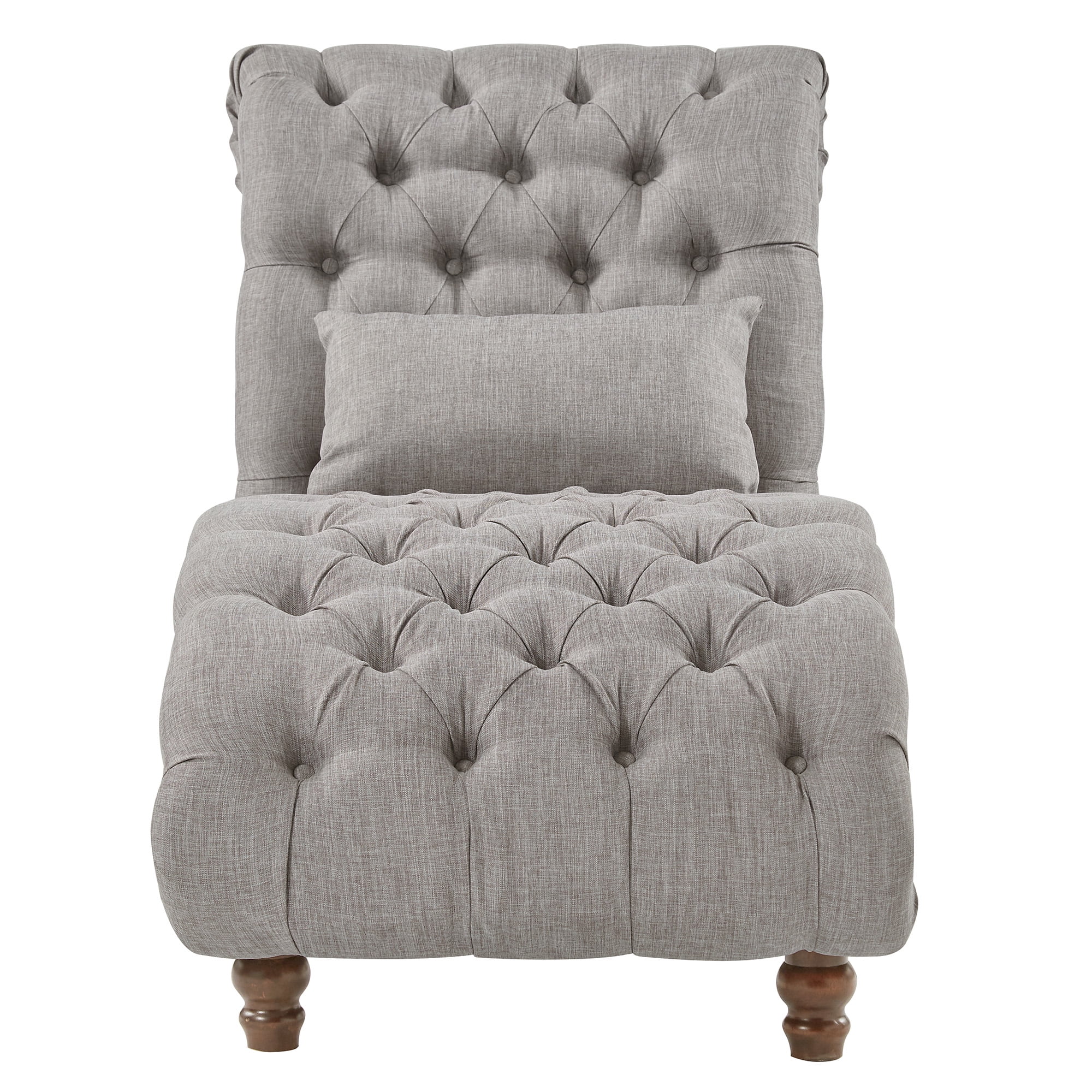 Weston Home Bowman Tufted Armless Chaise with Matching Pillow, Gray Linen