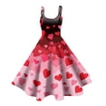thumbnail image 4 of LWavelet 2026 Valentine's Brunch Outfit Must-Have Dress, Spaghetti Strap Heart Print Fitted Waist Flared Sundress Wine M, 4 of 4