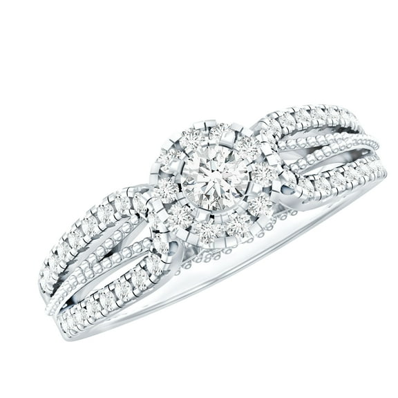 Rosec Jewels Lab Created Diamond Engagement Ring - Vintage Inspired Ring - EF-VS Grade Certified, 925 Sterling Silver, US 4.00