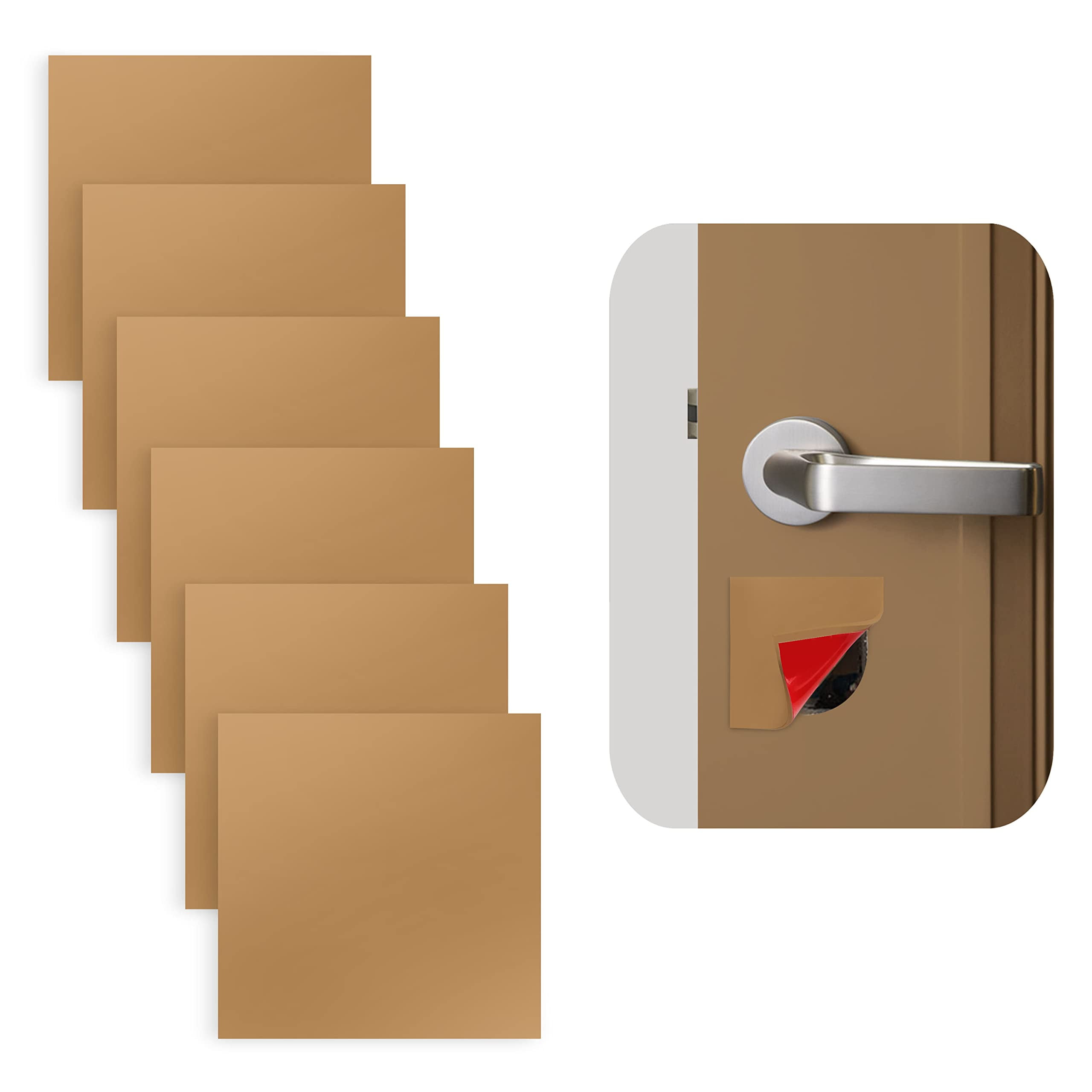 Rubber Bond Door Hole Cover Plate 6 Pack 3"x3" SelfAdhesive Rubber