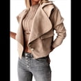 thumbnail image 2 of Chaqueta Corta de Larga con Solapa para Mujer, Otoño-Invierno, Color Liso, con Botones de Piel de Ciervo Caqui L, 2 of 7