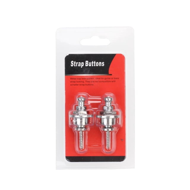 2 Pcs Verrous de Sangle de Guitare Boutons Ronds pour Basses Électriques Acoustiques Pièces Noir