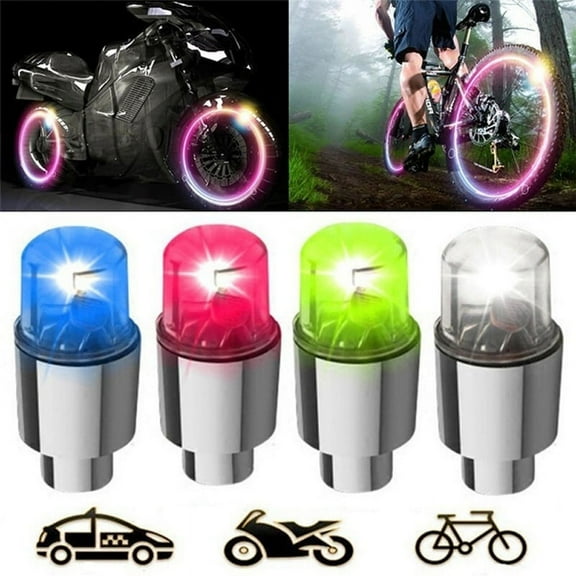2/4 Pcs LED Car Bike Wheel Tire Tyre Valve Dust Cap Spoke Flash Lights Car Valve Stems & Caps Accessories