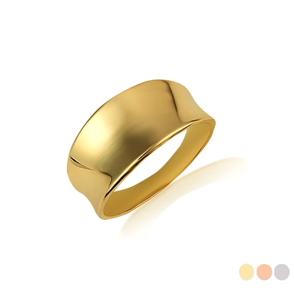 10k Yellow Gold Concave Wide Band Ring (Size 4)