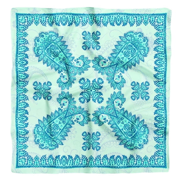 Phagun Blue Floral & Paisley Pure Silk Printed&nbsp;Scarf&nbsp;Square Dupatta Head Neck Wrap Bandanas For Women