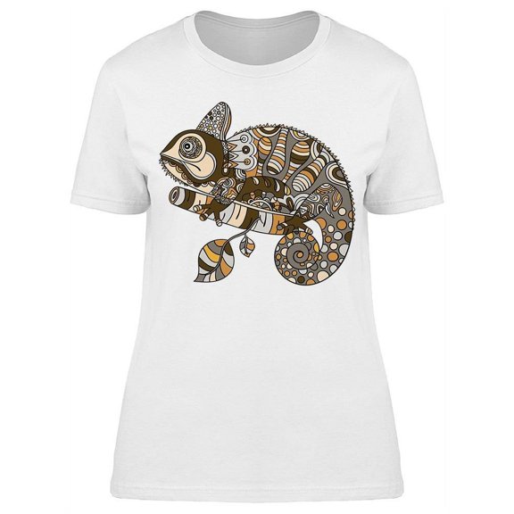 Hand Drawn Chameleon Ethnic Art T-Shirt Women -Image by Shutterstock, Female Medium