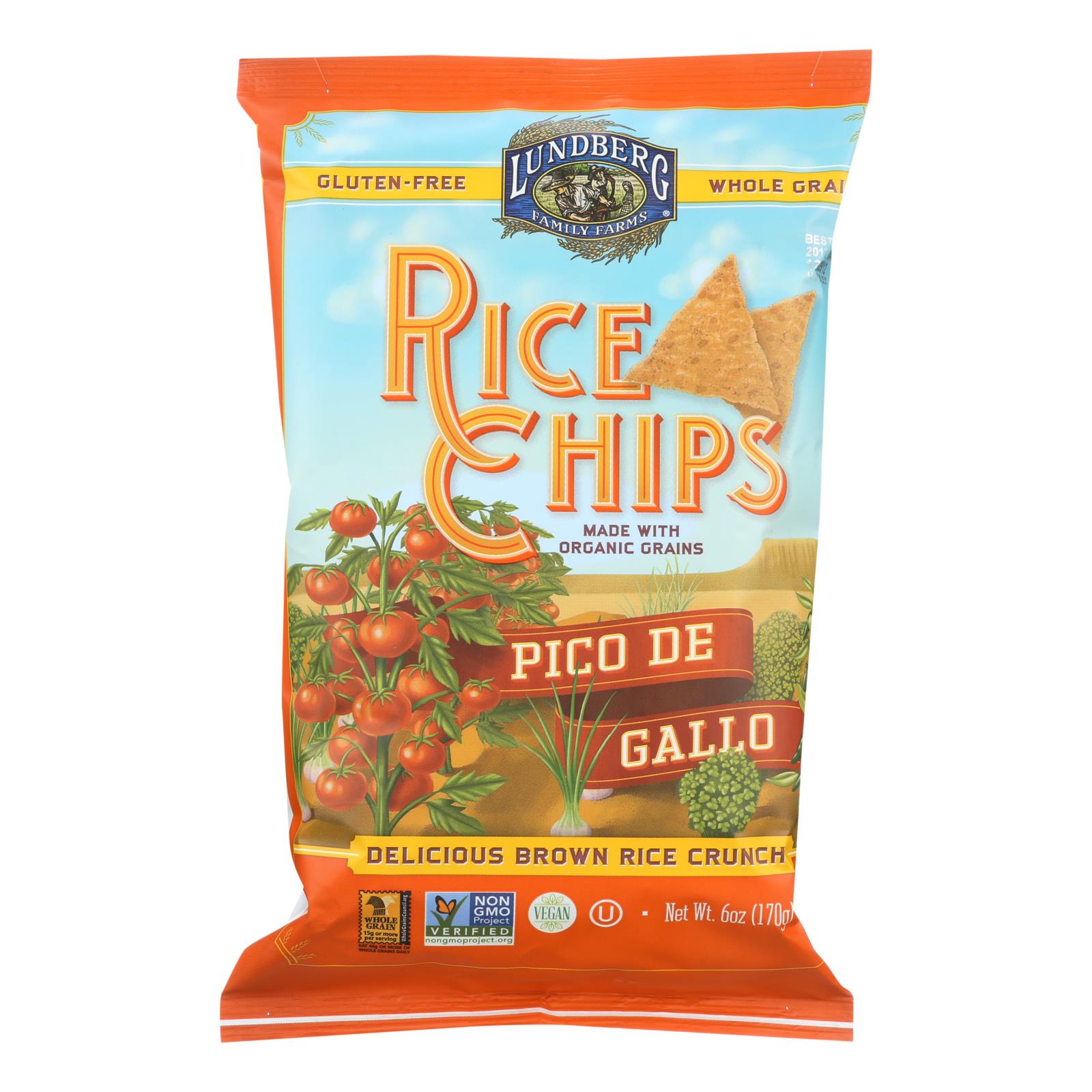 (12 Pack) Lundberg Family Farms GlutenFree Pico De Gallo Rice Chips, 6