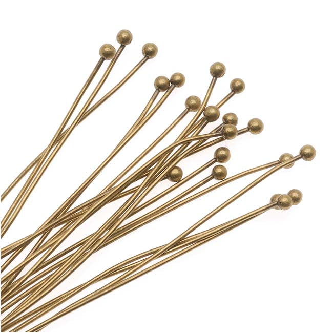 Head Pins, with Ball Head 3 Inches Long and 22 Gauge Thick, 20 Pieces, Antiqued Brass Walmart