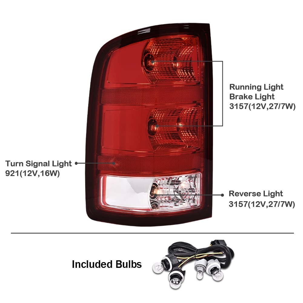 CROSSDESIGN Red Tail Lights Fit for 2007-2013 GMC Sierra 1500 2500 3500HD