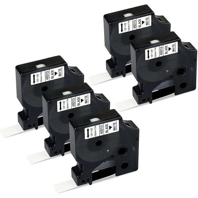 Compatible Label Tape Replacement for DYMO D1 45013 S0720530 Refill Black on White 1/2 Inch x 23 Feet(12mm x 7m) Compatible for DYMO LabelManager 160 280 210D 220P 360D Label Maker