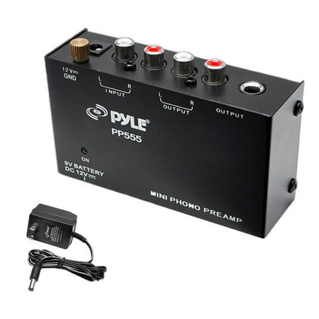Audio Preamplifier - Pyle Ultra Compact Phono Turntable Pre-Amplifier w/ 9 V Battery Compartment