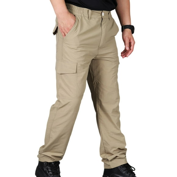 Multi-Pocket Hommes Cargo Pantalon Été Séchage Rapide Imperméable Léger Style Décontracté Vêtements de Sport Résistant Salopettes pour la Randonnée Kaki 4XL