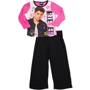 Justin Bieber Little Girls Child Female Argyle Pajamas Set Sleep Lounge Wear Pink 4